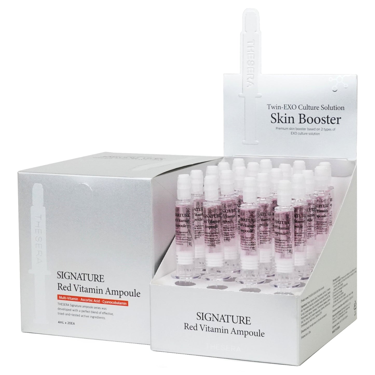 THESERA SIGNATURE RED VITAMIN ŠVIESINANČIOS IR SKAISTINANČIOS EGZOSOMŲ AMPULĖS, 20x4 ML