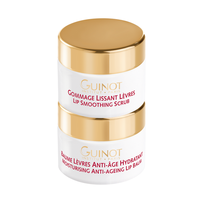 GUINOT Lip Balm and Lip Soothing Scrub drėkinamasis priešraukšlinis lūpų balzamas ir šveitiklis, 2x7 ml