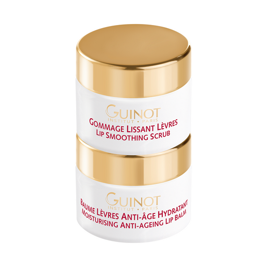 GUINOT Lip Balm and Lip Soothing Scrub drėkinamasis priešraukšlinis lūpų balzamas ir šveitiklis, 2x7 ml