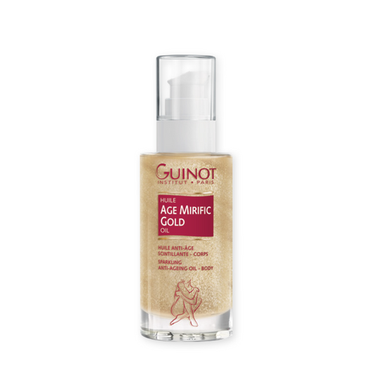 GUINOT Age Mirific Prabangus senėjimo požymius lėtinantis kūno aliejus su aukso spalvos dulkėmis, 90 ml