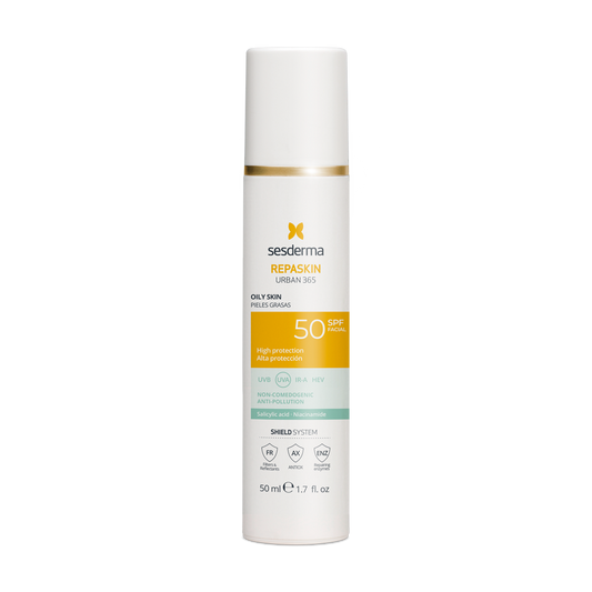 SESDERMA REPASKIN URBAN 365 APSAUGINĖ PRIEMONĖ SU SPF50 RIEBIAI ODAI, 50 ML